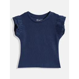 Eteenz Girls Ribbed Flutter Sleeve Premium Cotton Top-picture-49