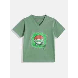 Eteenz Kids Boys Green Lantern Printed V-Neck T-Shirt-picture-33