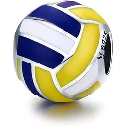 eternalll jewellery sports charms Football Bead Charms with Black and White Enamel 925 Sterling Silver Soccer Ball Bead for Pandora Bracelet Charms (Volleyball Charm), Sterling Silver, silver-picture-13