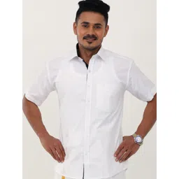 Ethazh Men Spread Collar Solid Cotton Formal Shirt-picture-16