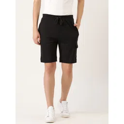 ether Men Black Pure Cotton Mid-Rise Regular Shorts-picture-13