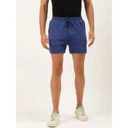 ether Men Blue Solid Mid-Rise Pure Cotton Regular Shorts-picture-10