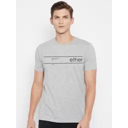 ether Men Grey & pastel gray Typography Applique T-shirt-image-18