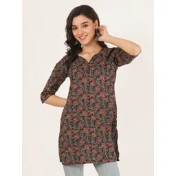 Ethic Glance Ethnic Motifs Printed V-Neck Gotta Patti Pure Cotton Khadi Gotta Patti Kurti-picture-31