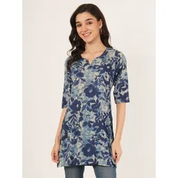 Ethic Glance Floral Printed V-Neck Pure Cotton Khadi Kurti-picture-27