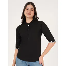 Ethic Glance Pure Cotton Mandarin Collar Top-picture-22