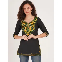 Ethic Glance Women Floral Embroidered Thread Work Pure Cotton Kurti-picture-21