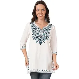 ethic glance Women's Pure Cotton Embroidered Short Kurtis-picture-15