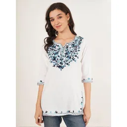 ethic glance Pure Cotton Embroidered Kashmiri Short Kurta image 1