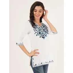 ethic glance Pure Cotton Embroidered Kashmiri Short Kurta image 4