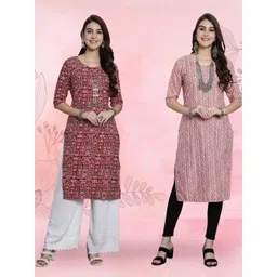 Ethnic basket Women Pack Of 2 Multicoloured Crepe Kurtas-picture-33