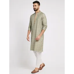 Ethnic India Men Geometric Thread Work Kurta image 4
