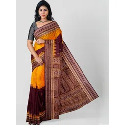 ETHNIC ODISHA HANDLOOM Woven Design Ethnic Motifs Pure Cotton Sambalpuri Saree-picture-19