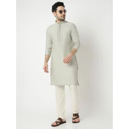 Ethnicity Ethnic Motifs Woven Design Mandarin Collar Zari Work Kurta-picture-28