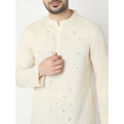Ethnicity Geometric Embroidered Mandarin Collar Mirror Work Straight Kurta image 5
