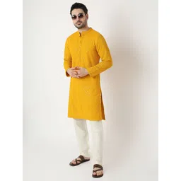 Ethnicity Geometric Embroidered Mandarin Collar Sequinned Kurta-picture-10