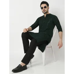 Ethnicity Geometric Embroidered Mandarin Collar Sequinned Kurta-picture-11