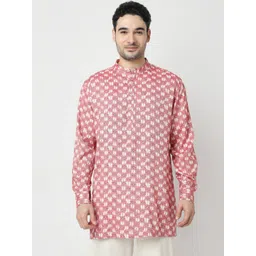 Ethnicity Geometric Printed Band Collar Thread Work Kurta-picture-16