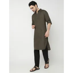 Ethnicity Mandarin Collar Chanderi Cotton Kurta-picture-24