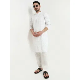 Ethnicity Men Geometric Embroidered Chikankari Pathani Kurta-picture-19
