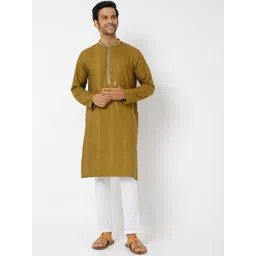 Ethnicity Men Green Ethnic Motifs Embroidered Thread Work Kurta-picture-35