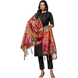ethnicjunction Women's Cotton Blend Striped Thread Work Regular Kurta Pant With Dupatta-picture-19