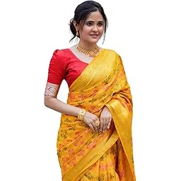 ethnicjunction Womens Woven Kanjivaram Silk Blend Saree With Blouse Piece-picture-56