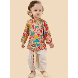 Ethniks Neu-Ron Boys Ethnic Motifs Printed Pure Cotton Straight Kurta With Dhoti Pants-picture-26