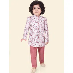 Ethniks Neu-Ron Boys Floral Printed Mandarin Collar Cotton Silk Kurta with Pyjamas-picture-20