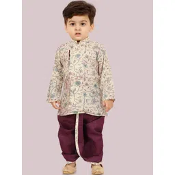Ethniks Neu-Ron Boys Floral Printed Regular Pure Cotton Kurta with Dhoti Pants-picture-28