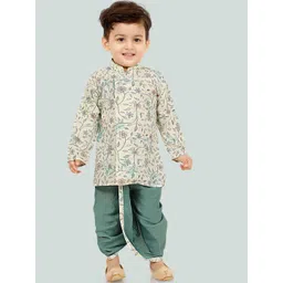 Ethniks Neu-Ron Boys Floral Printed Regular Pure Cotton Kurta with Dhoti Pants-picture-40