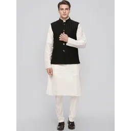 Ethnix by Raymond Men Woven Design Mandarin Collar Neck Nehru Jackets-picture-38