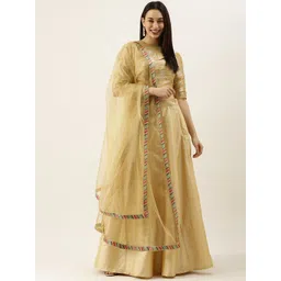 Ethnovog Beige Made to Measure Lehenga  Blouse With Dupatta-picture-27