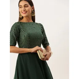 Ethnovog Georgette Embellished Embroidered Layered Maxi Gown Dress-picture-30