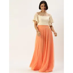 Ethnovog Peach-Coloured  Cream-Coloured Made To Measure Ethnic Motifs A-Line Maxi Dress-picture-25