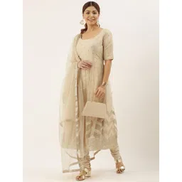 Ethnovog Women Beige Embroidered Kurta with Pyjamas Dupatta-picture-16