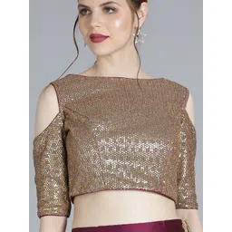 Ethnovog Women Gold-Colored Sequenced  Blouse-picture-24