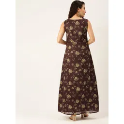 Ethnovog Women MaroonBeige Ethnic Motifs Printed Kurta image 4