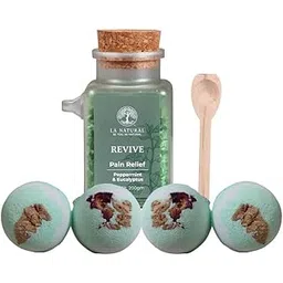 Eucalyptus Bath Salt and Bath Bomb Combo, 200gm Salt, 4 x 60gm Bombs-picture-56