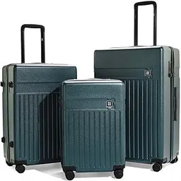 eume Classic Cabin 55 Cm, Check-in Medium 65 Cm & Check-in Large 75 Cm Luggage Trolley Bags for Travel - Set of 3 (Forest Green) | Polycarbonate (PC) 8 Hinomoto Wheels Suitcase | Cabin Trolley Bags-picture-41