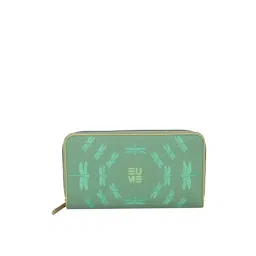 Eume Dragonfly Basil Green Leather Printed Zip Around Wallet-picture-35
