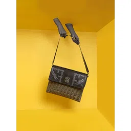 EUME Unisex Black & Yellow Colourblocked Messenger Bag-picture-13