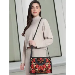 EVEDA Women Floral Printed Structured Satchel Bag image 3