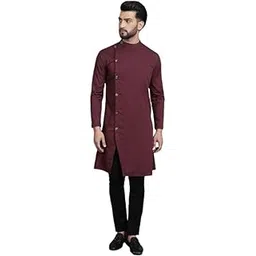 even Men's Collection Ethnic Wear Cotton Regular Sherwani Kurta with Asymetrical CutSWC-SLD011-WN2C-P-picture-22