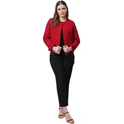 even Women's RedWool Solid Full-length sleeveRound Neck Jacket With Button Closure_JKR-WL502-RDW10-picture-30
