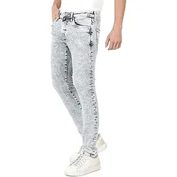 everblue Men Solid Stretchable Blue Tapered Slim Fit Heavy Fade Midrise Jeans-picture-34