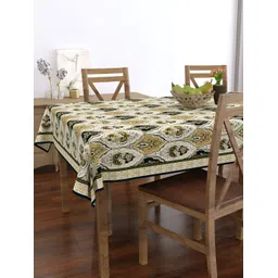 EverHOME Beige Ethnic Motifs Anti-Skid Rectangle Cotton 4-Seater Table Cover-picture-40