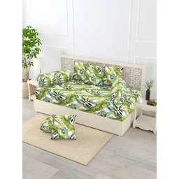 EverHOME Green & White 8 Pieces Floral Printed Pure Cotton Diwan Set-picture-13