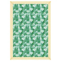 EverHOME Green Floral Printed Anti-Skid Rectangle Cotton 4-Seater Table Cover image 2