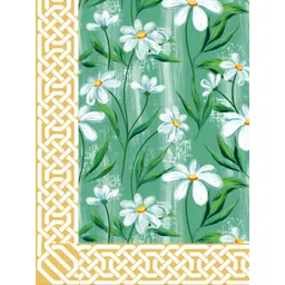 EverHOME Green Floral Printed Anti-Skid Rectangle Cotton 4-Seater Table Cover image 3